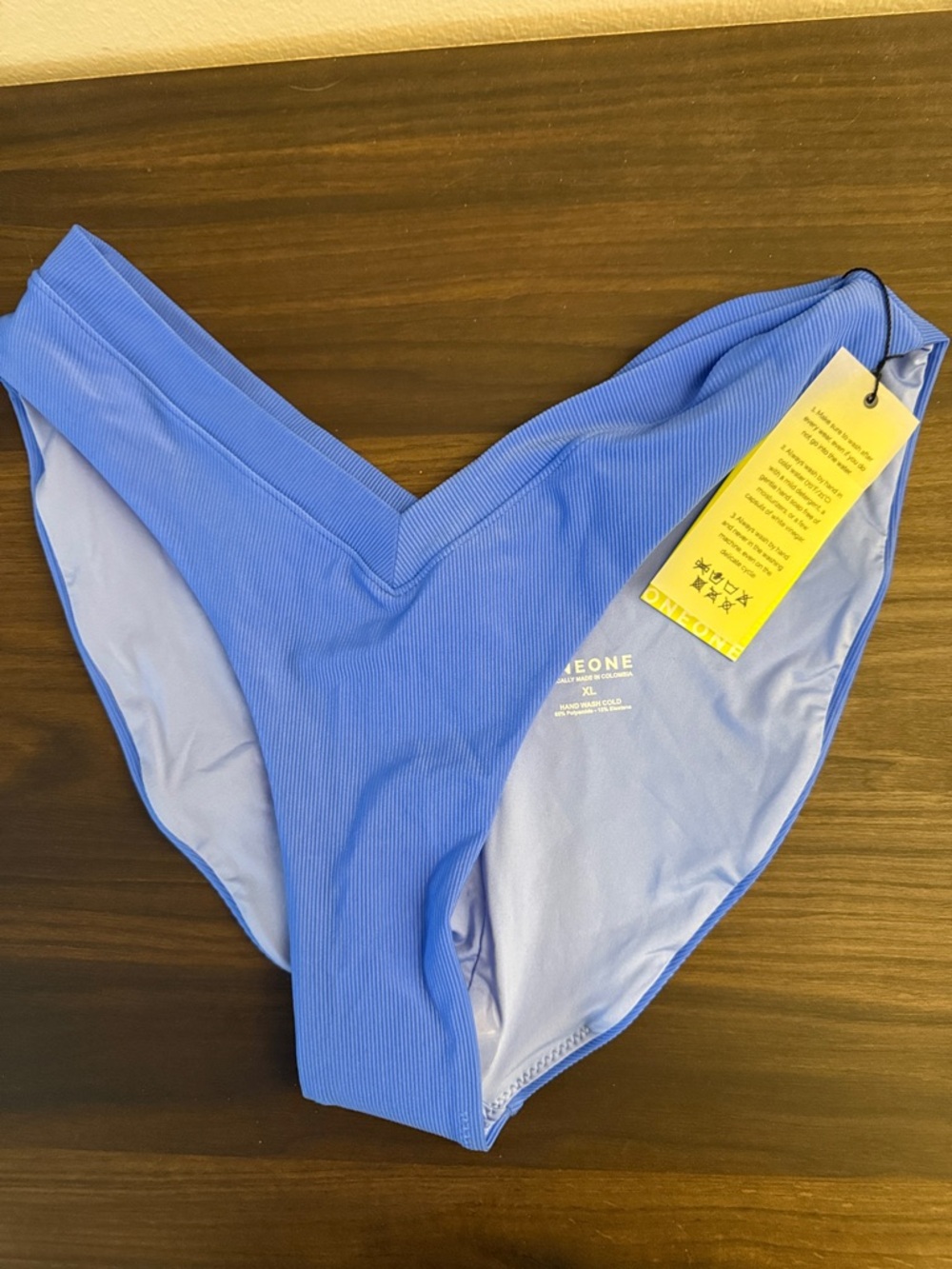 LEONE V-Front Ribbed Bikini Bottom — Periwinkle Blue